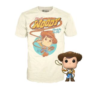 Funko Pop & Tee Disney Toy Story 4 Woody Pop & Tee Pop Figure & Unisex T-shirt