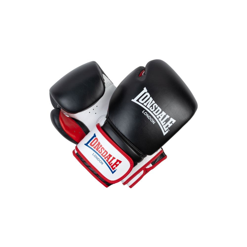 Lonsdale Winstone Leather Boxing Gloves - Black/White/Red - 10oz
