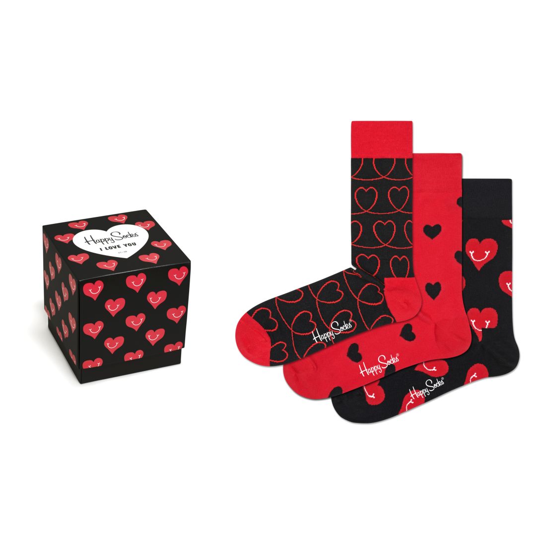 Happy Socks I Love You Gift Box Adult Unisex Crew Socks (3 Pairs)