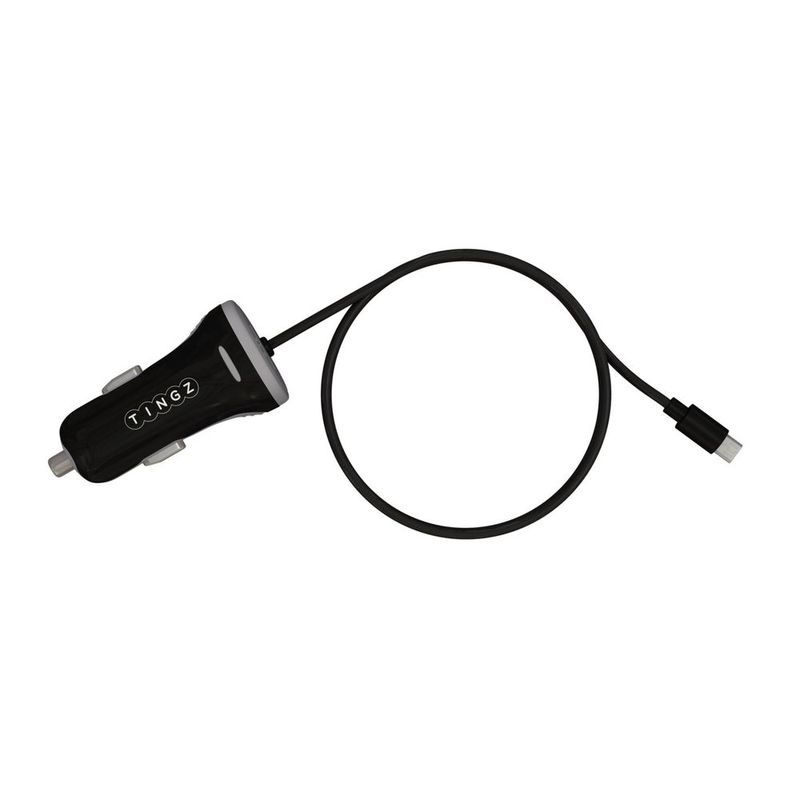 Tingz My Car Charger 3.4A Black Car Charger With Micro Cable