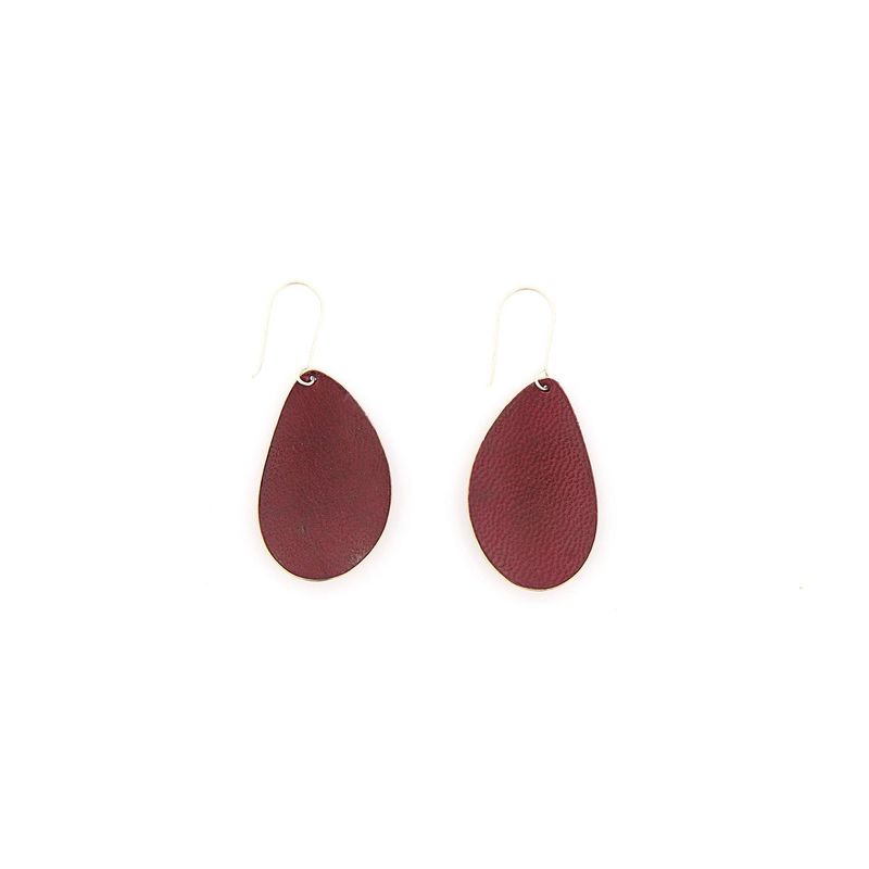Afrika Tiss Oval Earrings Hammered Bronze/Raspberry Red