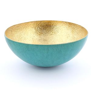 Afrika Tiss Round Bowl Green Turquoise/Hammered Bronze