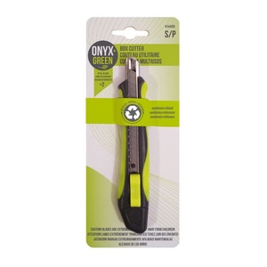 Onyx + Green Box Cutter with 3 Blades Recycled PET