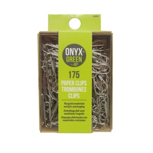 Onyx + Green Paper Clips in Recycled Kraft & PET Packaging (175 Pack)