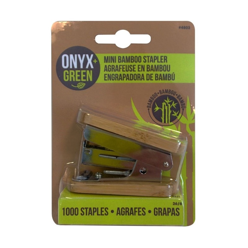 Onyx + Green Mini Stapler with 1000 Staples Bamboo