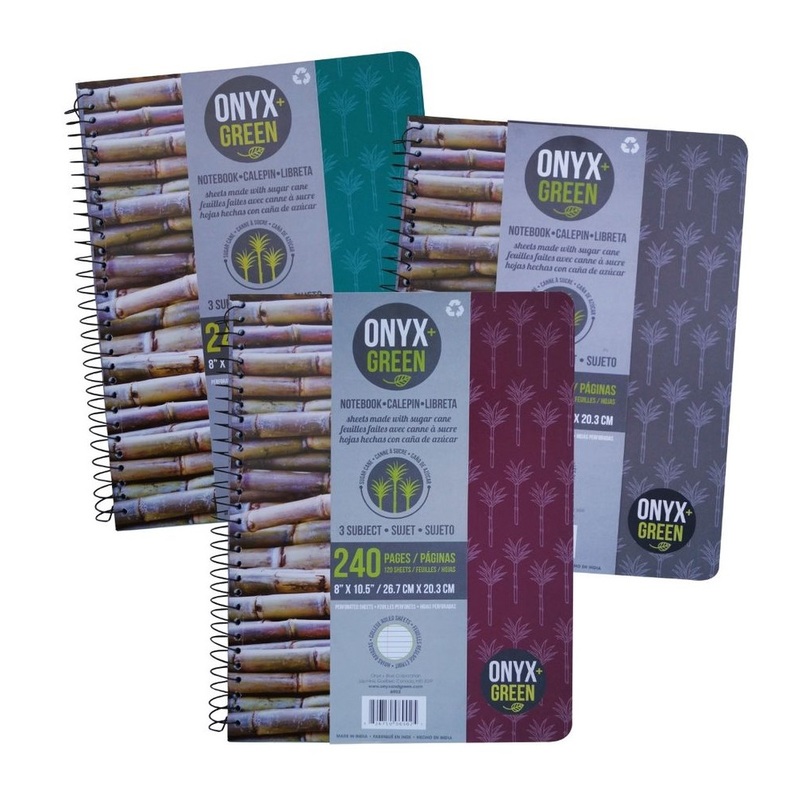 Onyx + Green 3-Subject Notebook Sugar Cane Paper