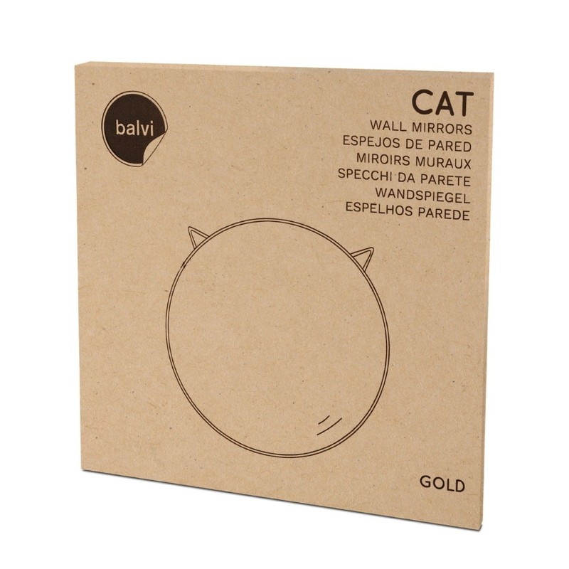 Balvi Cat Round Wall Mirror Metal Golden