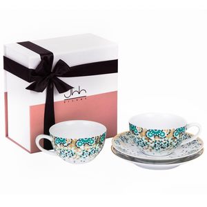 Silsal Mirrors Emerald Green Teacups in Gift Box (Set of 2)