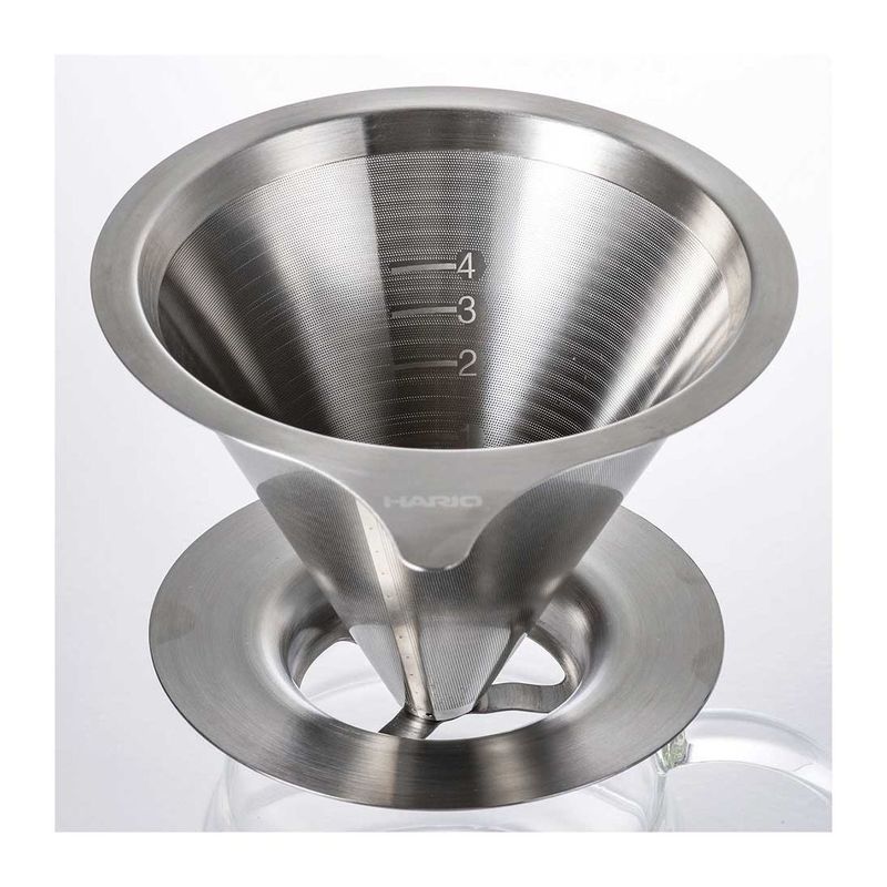 Hario Coffee Dripper 4 Cups S/S Hairline Silver