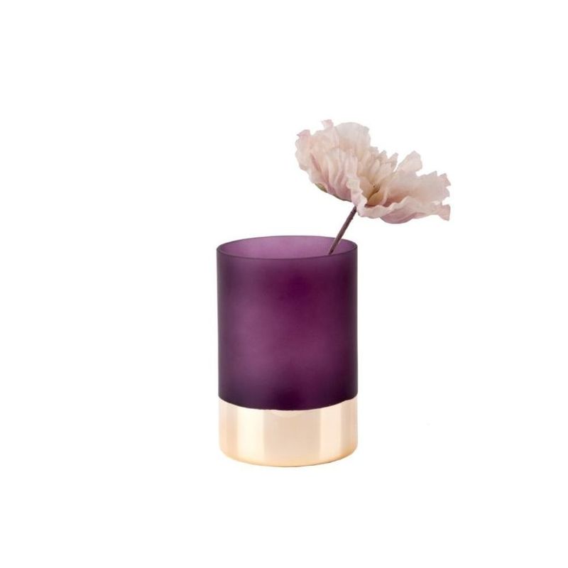 Present Time Vase Gold Glamour Glass Matt Purple Small