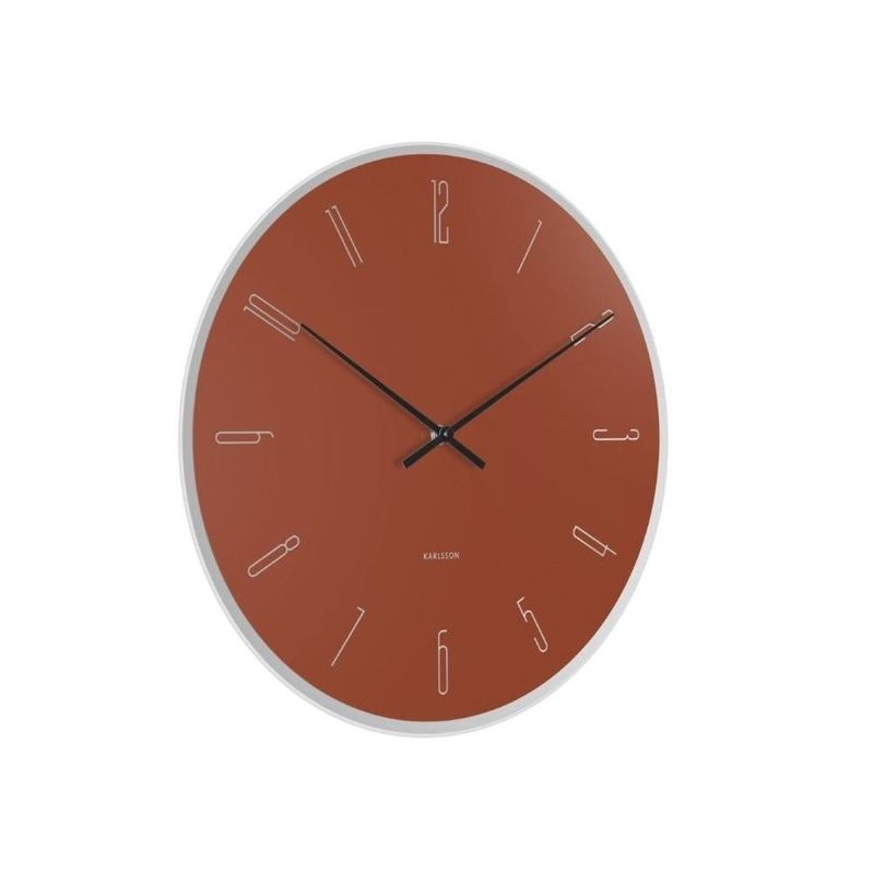 Karlsson Wall Clock Mirror Numbers Glass Clay Brown