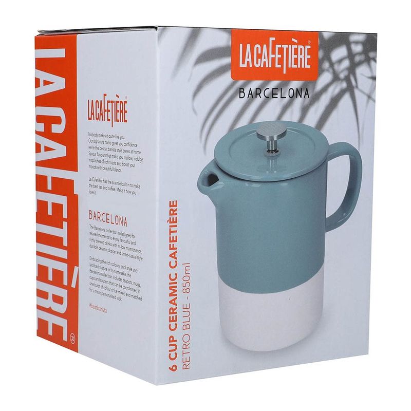 Kitchencraft L.A. Cafetiere Barcelona Retro Blue 6-Cup 850ml Cafetiere