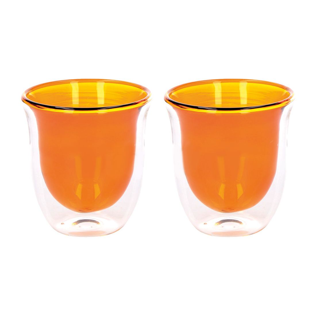 Kitchencraft L.A. Cafetiere Amber-Coloured Double Walled Glass 220ml Set of 2