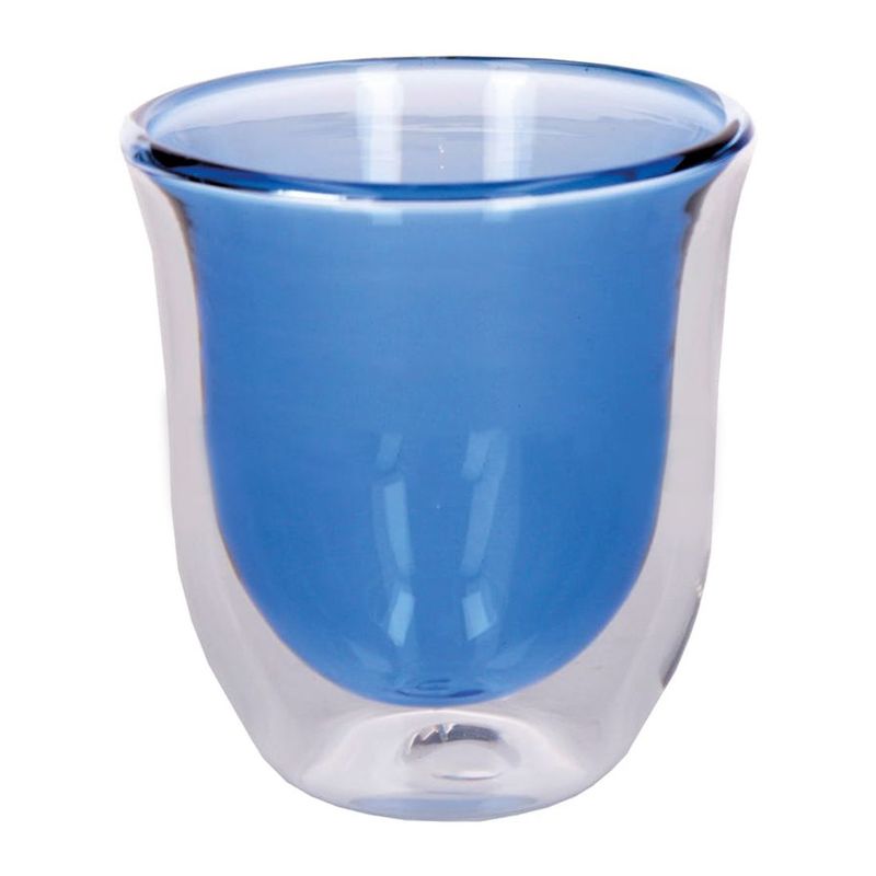Kitchencraft L.A. Cafetiere Blue-Coloured Double Walled Glass 220ml Set of 2