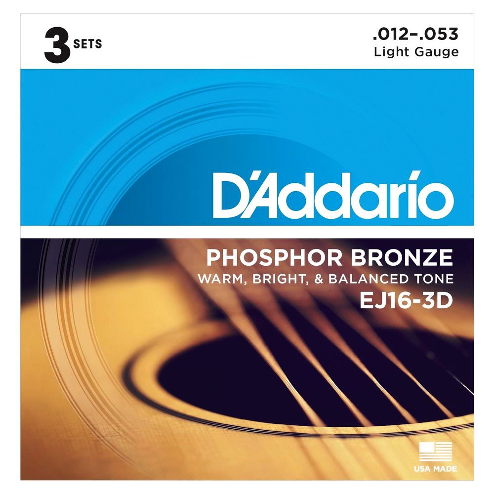 D'Addario Acoustic Guitar String Phosphor Bronze Light - 3 Set Value