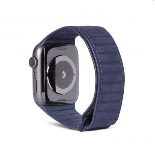 Decoded 44mm/42mm Leather Magnetic Traction Strap Blue for All Apple Watch (Compatible with Apple Watch 42/44/45mm)