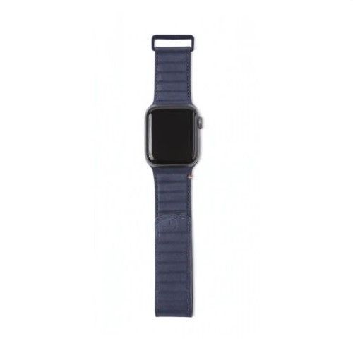 Decoded 44mm/42mm Leather Magnetic Traction Strap Blue for All Apple Watch (Compatible with Apple Watch 42/44/45mm)