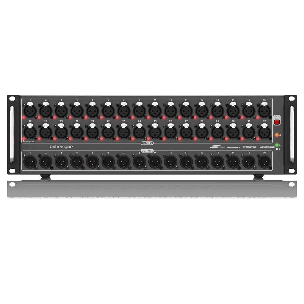 Behringer S32 32-channel Stage Box I/O Box with 32 Remote-Controllable Midas Preamps / 16 Outputs and AES50 Networking featuring Klark Teknik SuperMAC Technology