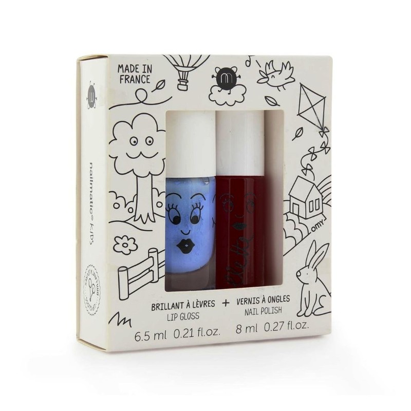 Nailmatic Kids Kids Cottage 1 Lip Gloss Cherry + 1 Water Based Nail Polish Gaston