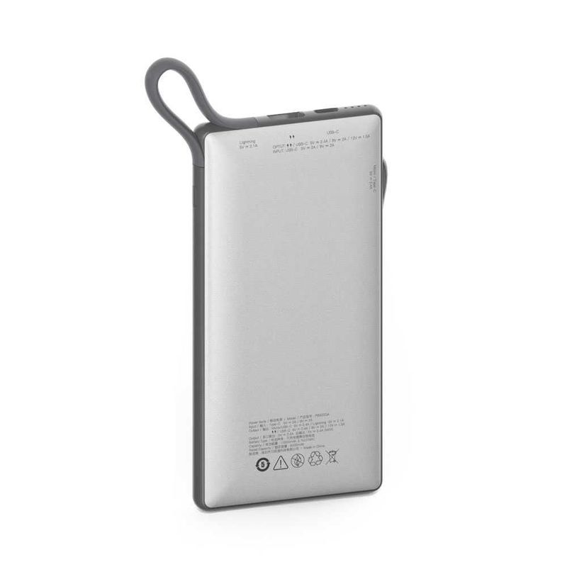 Powerology 6 In 1 10000mAh 2.1A with Built In Cable White Power Station