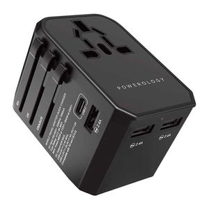 Powerology Universal Travel Adapter 2.4A + Pd 45W Black