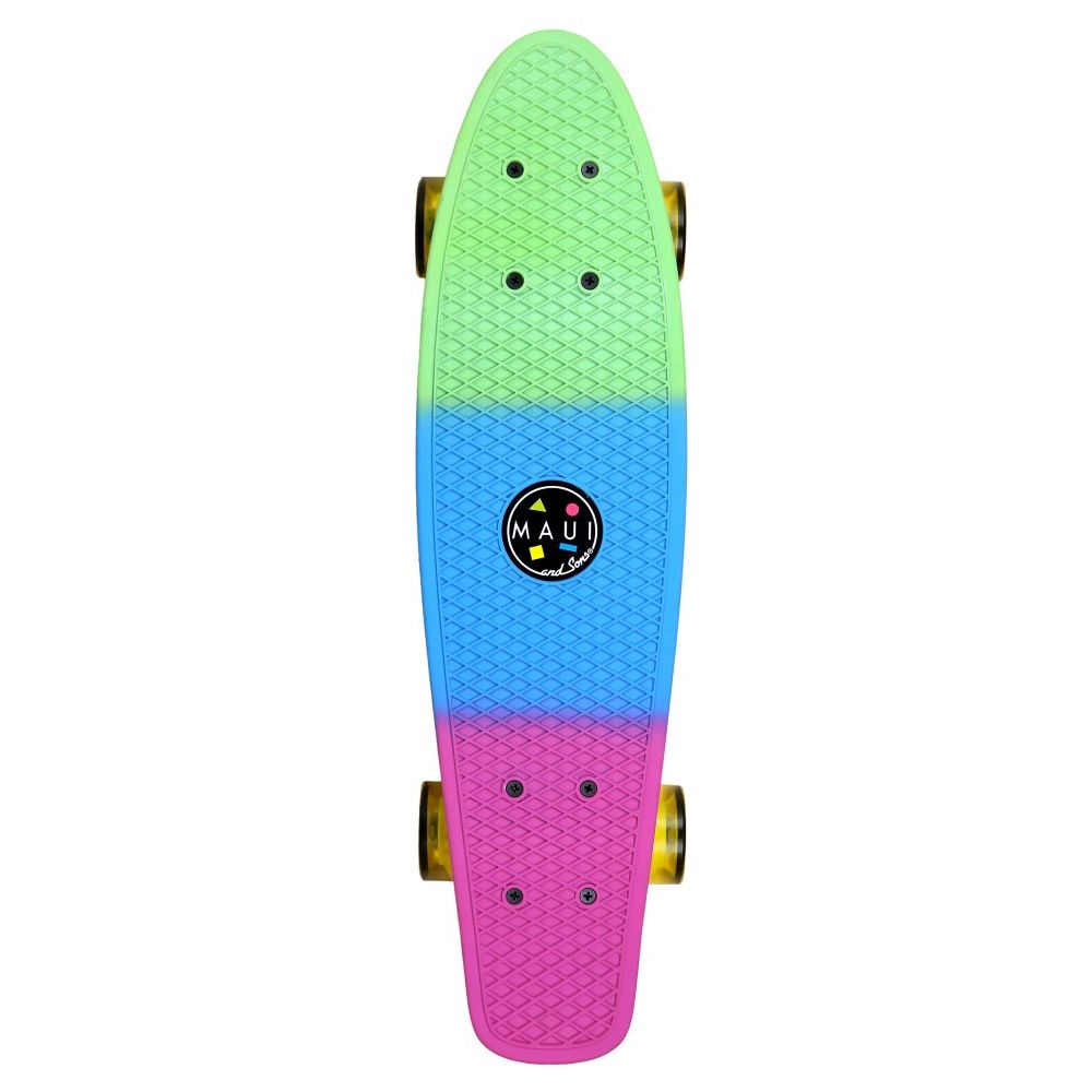 Maui & Sons Plastic Kicktail Skateboard Rainbow 25-Inch