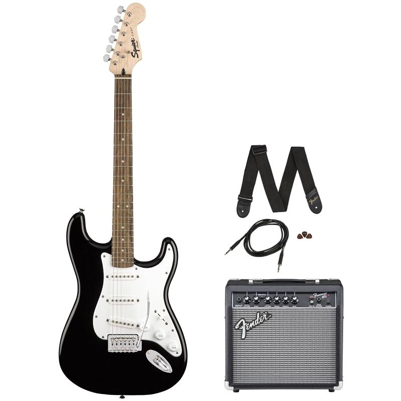 Fender Squier Stratocaster Electric Guitar + Amplifier Pack - Black