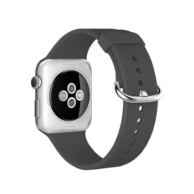 Promate Silica-38 Grey Lightweight Contoured Silicon Watch Strap with Single Tour Deployment Buckle for 38mm Apple Watch (Compatible with Apple Watch 38/40/41mm)