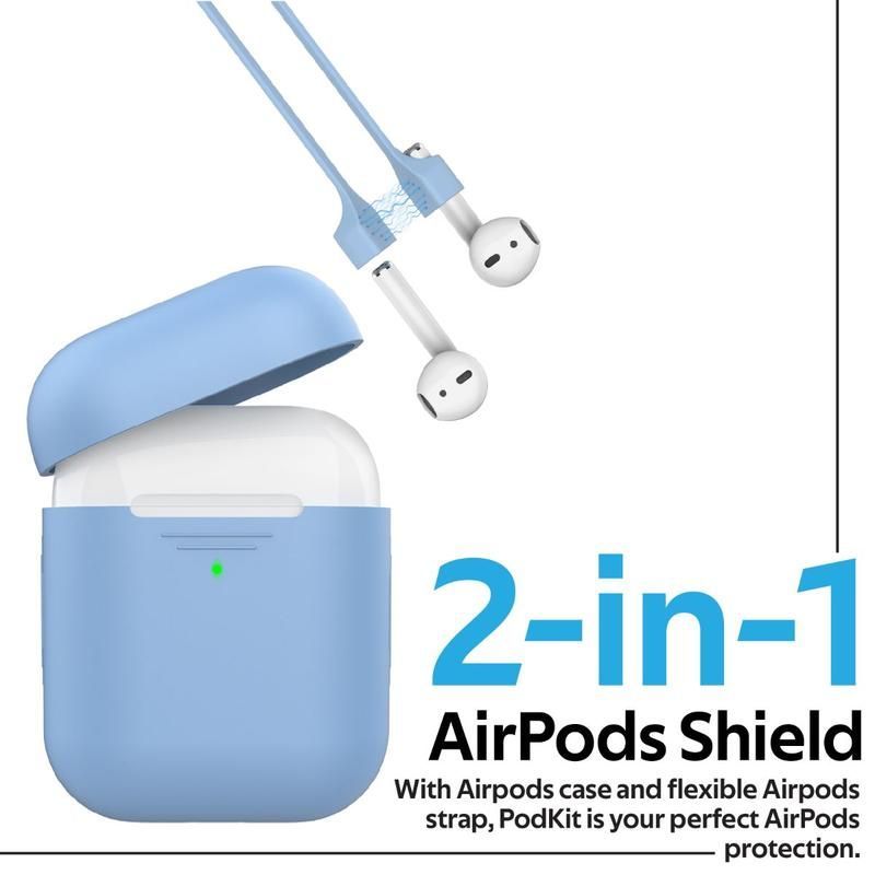 Promate PodKit Blue Protective Case and Strap Kit for AirPods