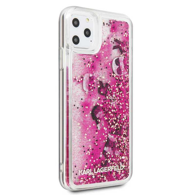 Karl Lagerfeld Transparent Liquid Glitter Case Rose Gold with Floating Charms for iPhone 11 Pro Max
