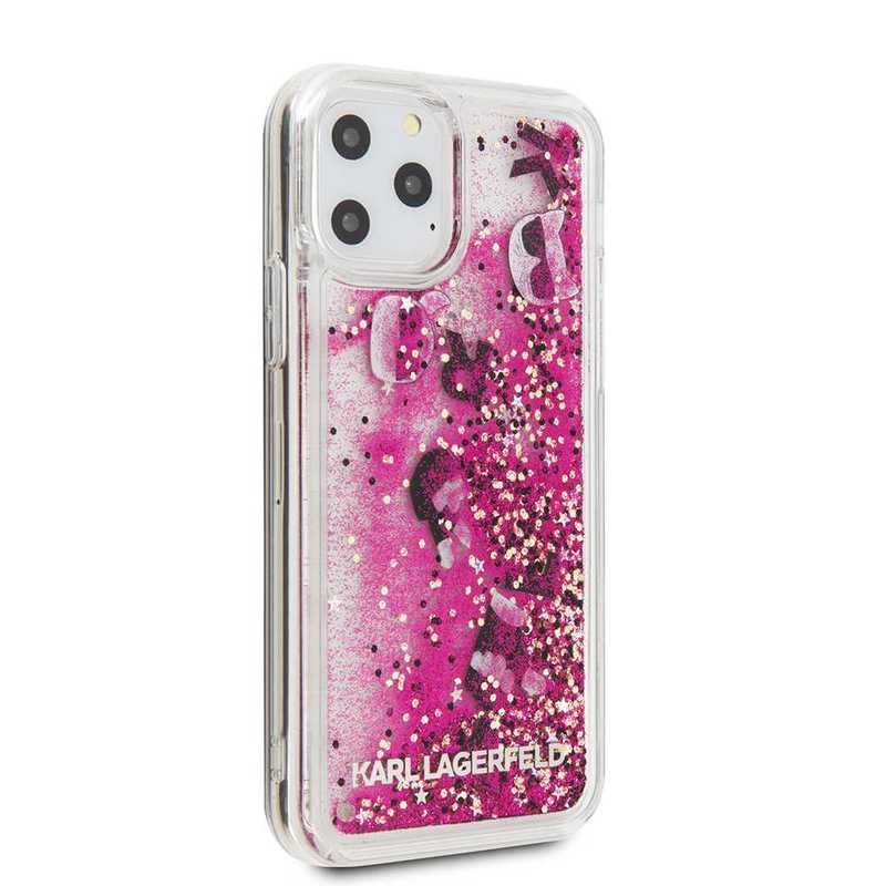 Karl Lagerfeld Transparent Liquid Glitter Case Rose Gold with Floating Charms for iPhone 11 Pro