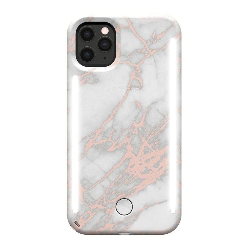 Lumee Duo Case Metallic Marble White/Rose Gold for iPhone 11 Pro Max