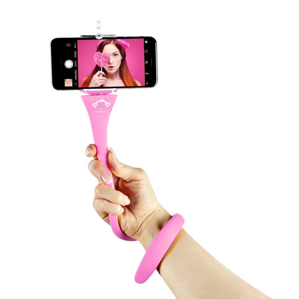 Monkey Stick Flexi Selfie Stick Pink
