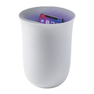 Lexon Oblio White Wireless Charging Station with Built-In Sanitizer