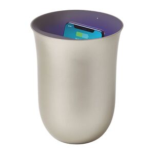 Lexon Oblio Gold Wireless Charging Station with Built-In Sanitizer