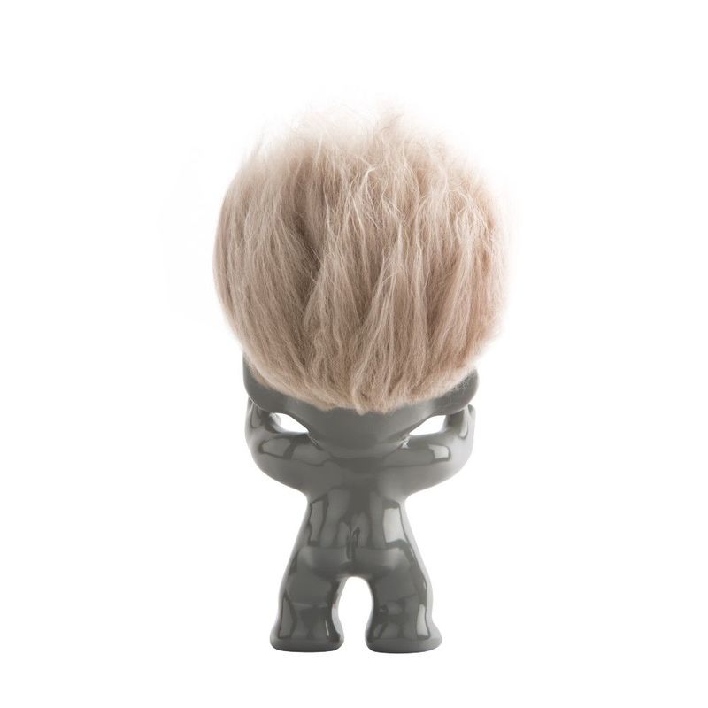 Good Luck Troll Grey with Natural Hair Statue (12 cm)