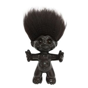 Good Luck Troll Dark Brown with Dark Brown Hair Statue (9 cm)