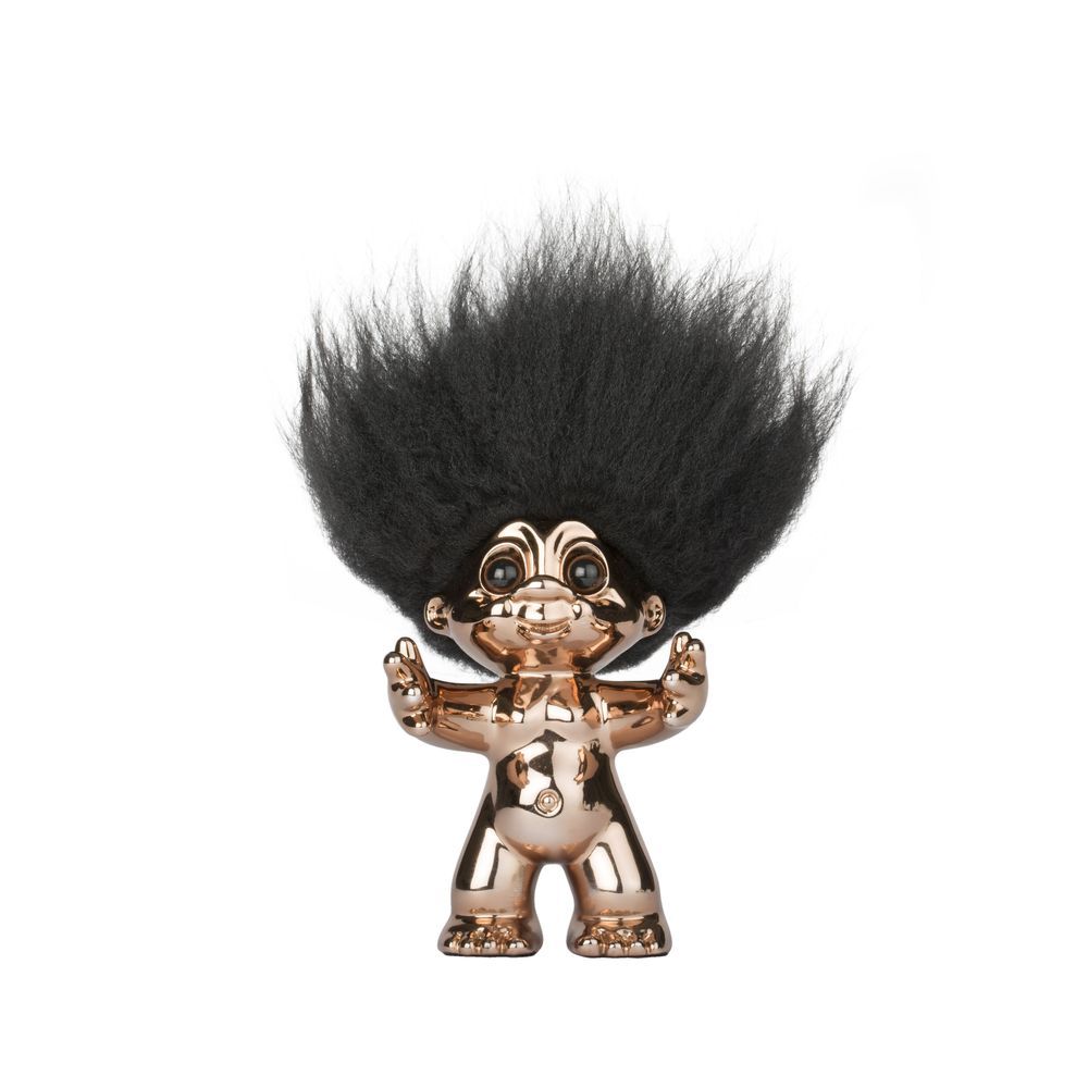 Good Luck Troll Bronze with Black Hair Statue (9 cm)