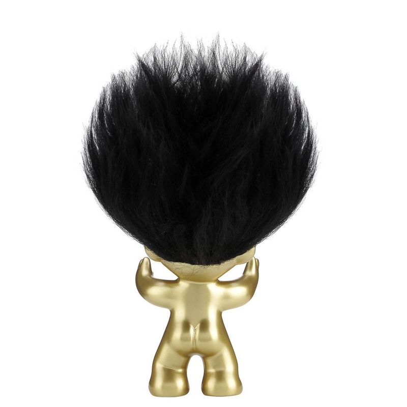 Good Luck Troll Brushed Brass with Black Hair Statue (9 cm)