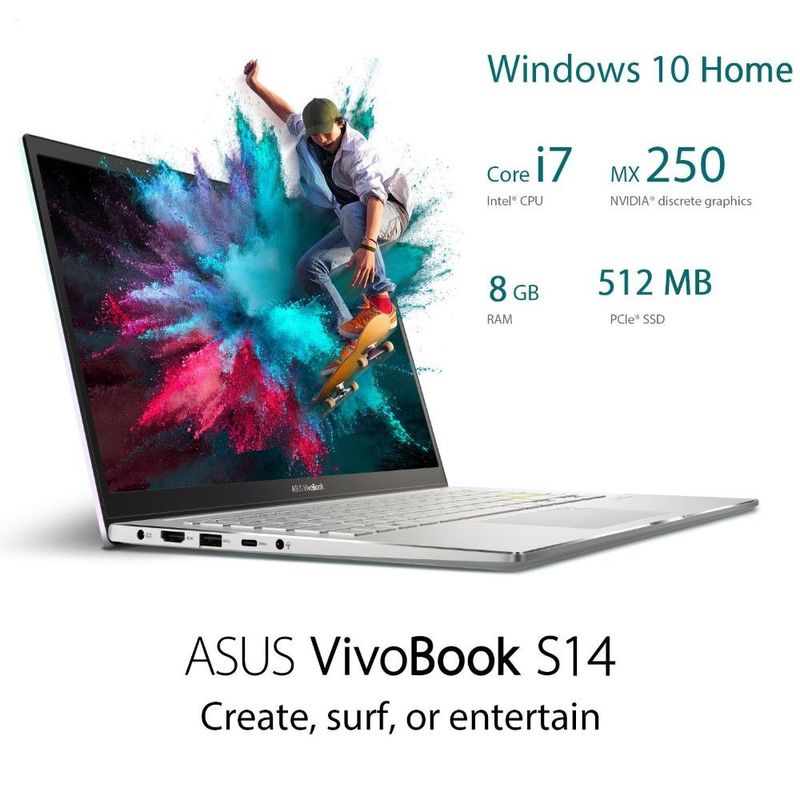 ASUS VivoBook S433FL-EB078T Laptop i7-10510U/8GB/512GB SSD/NVIDIA GeForce MX250 2GB/14 FHD/60Hz/Windows 10 Home/Grey