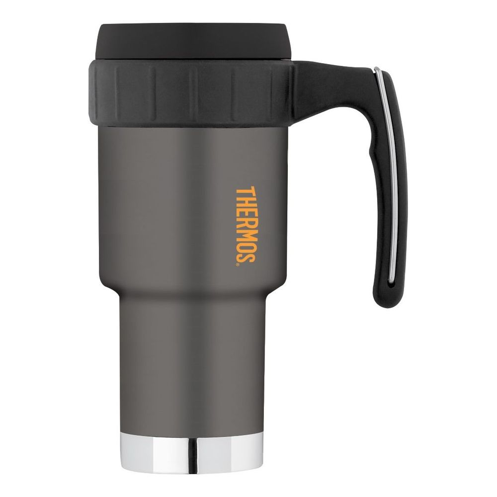 Thermos Double Wall Stainless Steel Insulated Travel Mug w/ Handle Anthracite 590ml
