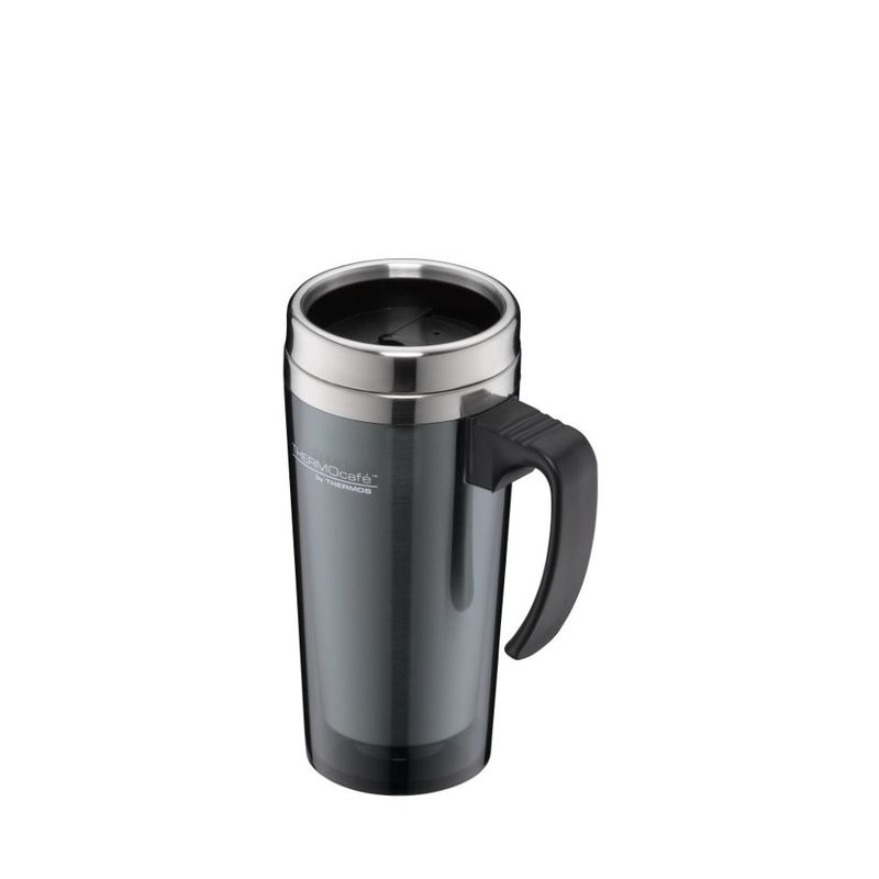 Thermos Thermocafe Stainless Steel w/ Plastic Cover Travel Mug Grey 400ml