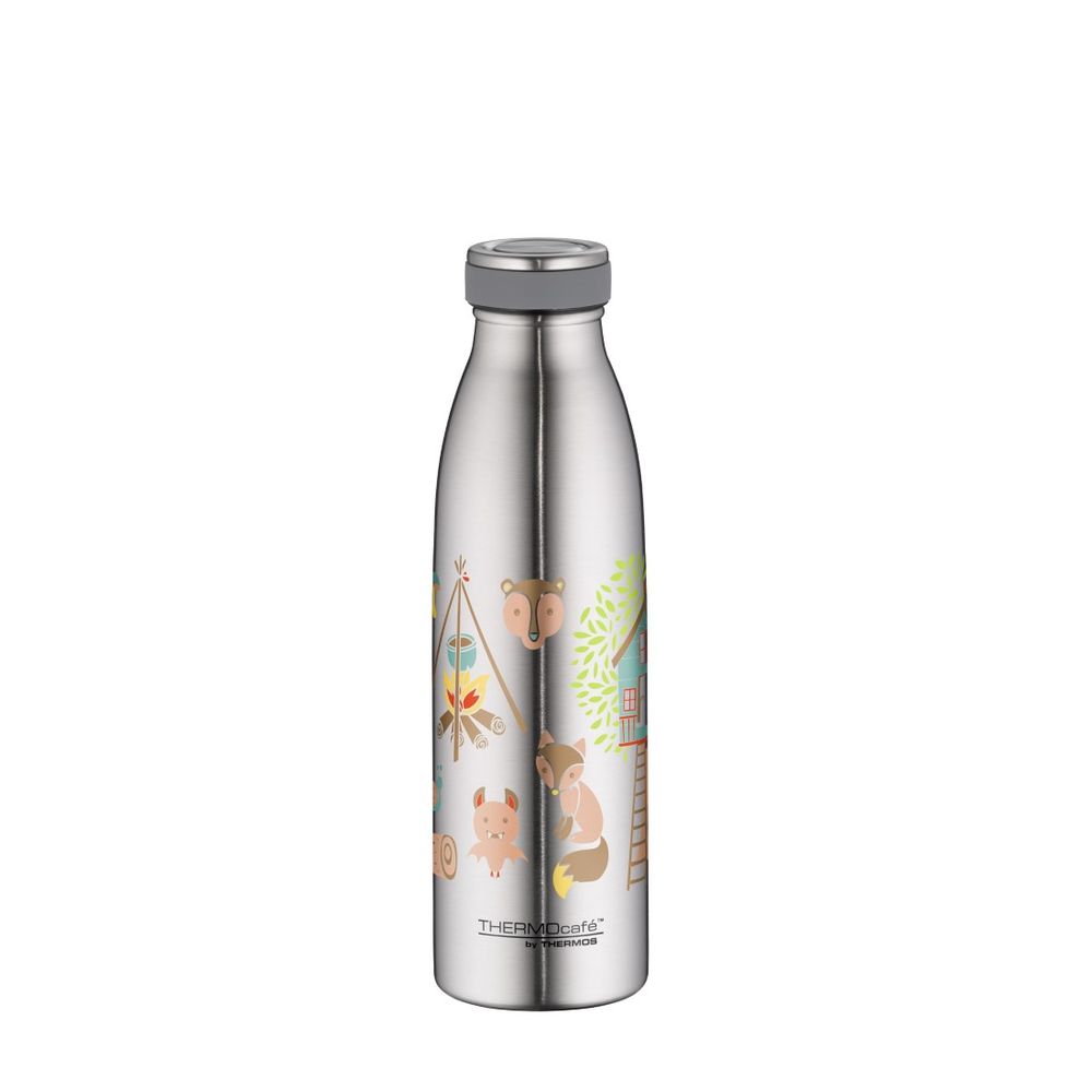Thermos Thermocafe By Double Wall Stainless Steel Insulated Bottle 500ml Forest