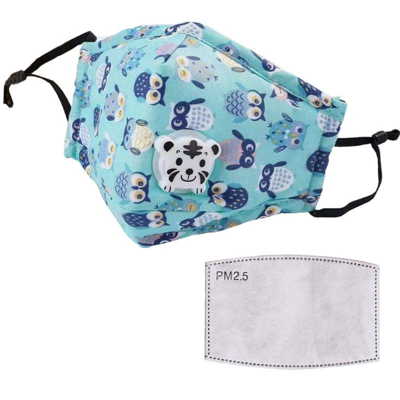 Kids Cotton Cloth Mask Blue Owl (With Activated Carbon Filter)