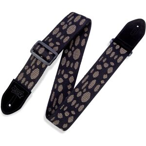 Levys Cotton Guitar Strap with Suede Leather Black with Black Mesh Pattern 2-Inch