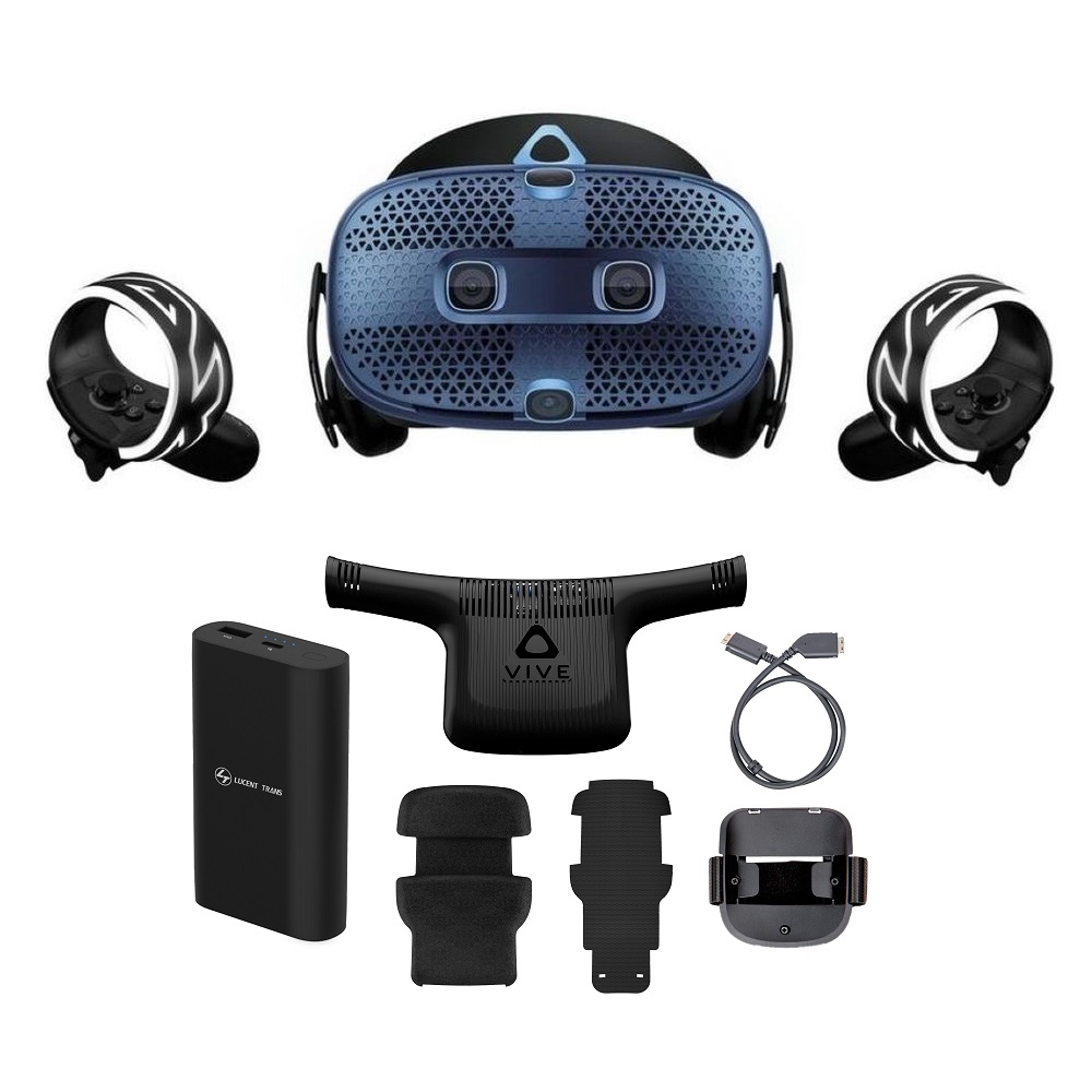 HTC VIVE Cosmos VR Headset + VIVE Cosmos Wireless Adapter & Attachment Kit + HTC Power Bank (Bundle)