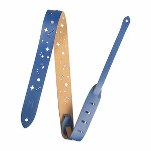 Levys 1 1/2''Kids Leather Guitar Strap With Galaxy Punch Mj12Gscblu