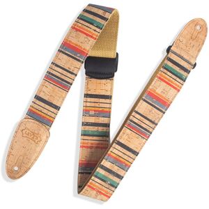 Levys 2 Cork Guitar Strap with Nantucket Pattern On Tan MX8003