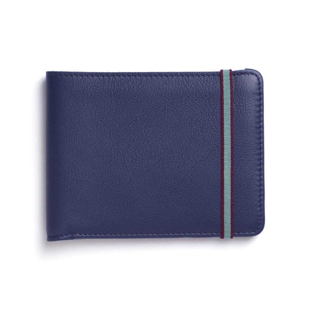 Carre Royal Portefeuille Porte-Carte En Cuir Leather Wallet Blue