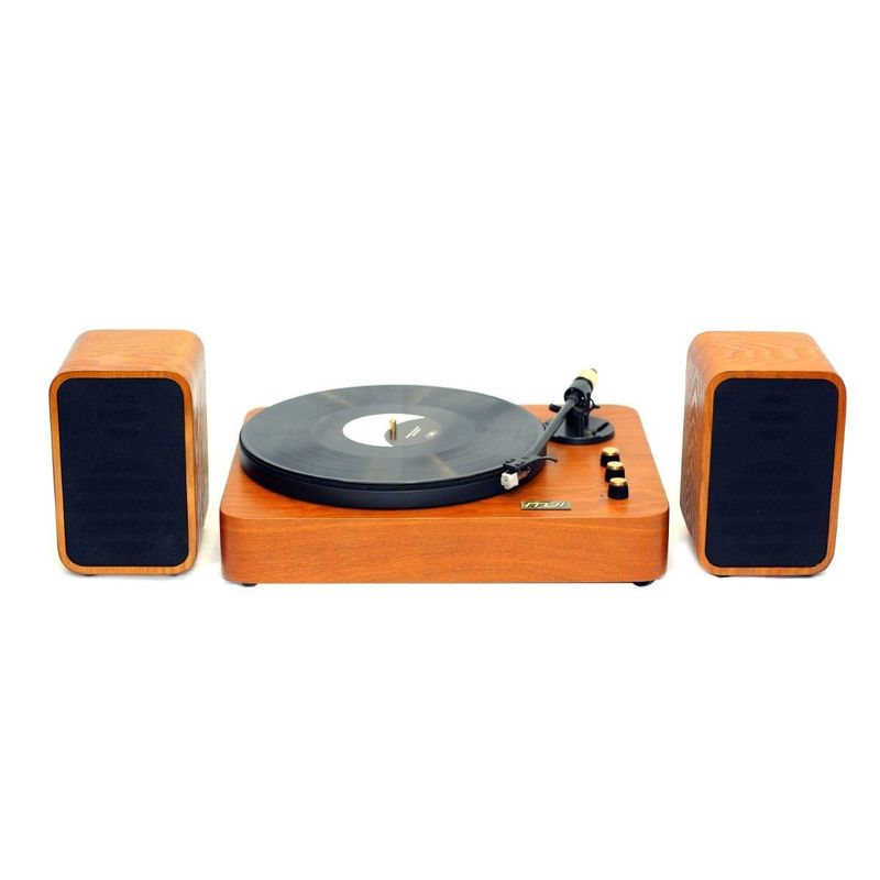 MJI MM2012 Turntable with Speakers - Natural Finish